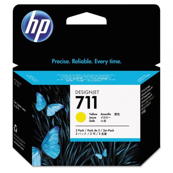 HP 711, (CZ136A) 3-Pack Yellow Original Ink Cartridges 3 HP 711, (CZ136A) 3-Pack Yellow Original Ink Cartridges