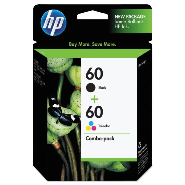HP 60, (N9H63FN) 2-Pack Black/Tri-Color Original Ink Cartridges 3 HP 60, (N9H63FN) 2-Pack Black/Tri-Color Original Ink Cartridges