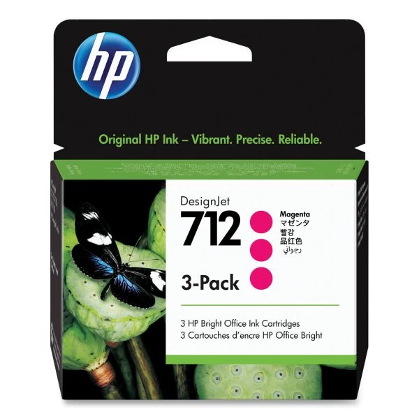 HP 712, (3ED78A) 3-Pack Magenta Original Ink Cartridges 3 HP 712, (3ED78A) 3-Pack Magenta Original Ink Cartridges