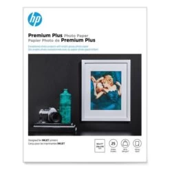 HP Premium Plus Photo Paper, 11.5 Mil, 8.5 X 11, Glossy White, 25/Pack