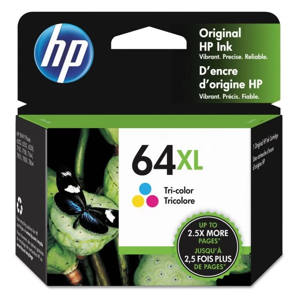 HP 64XL, (N9J91AN) High-Yield Tri-Color Original Ink Cartridge 3 HP 64XL, (N9J91AN) High-Yield Tri-Color Original Ink Cartridge