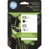 HP 65XL/65 High-Yield Black And Tri-Color Ink Cartridges, Pack Of 2, 6ZD95AN 1 HP 65XL/65 High-Yield Black And Tri-Color Ink Cartridges, Pack Of 2, 6ZD95AN -HP Treasure Shop 854bf8d697ee04c247d6774d7d30ce181e