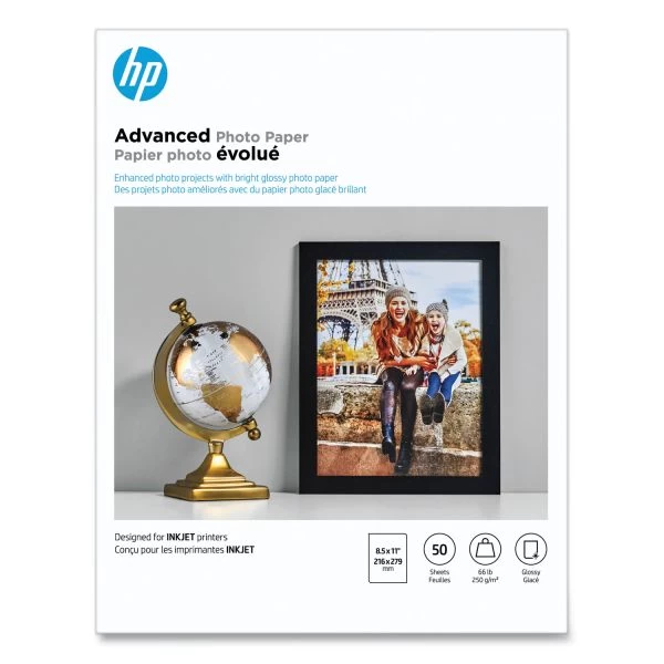 HP Advanced Photo Paper, 10.5 Mil, 8.5 X 11, Glossy White, 50/Pack 4 HP Advanced Photo Paper, 10.5 Mil, 8.5 X 11, Glossy White, 50/Pack - Image 2
