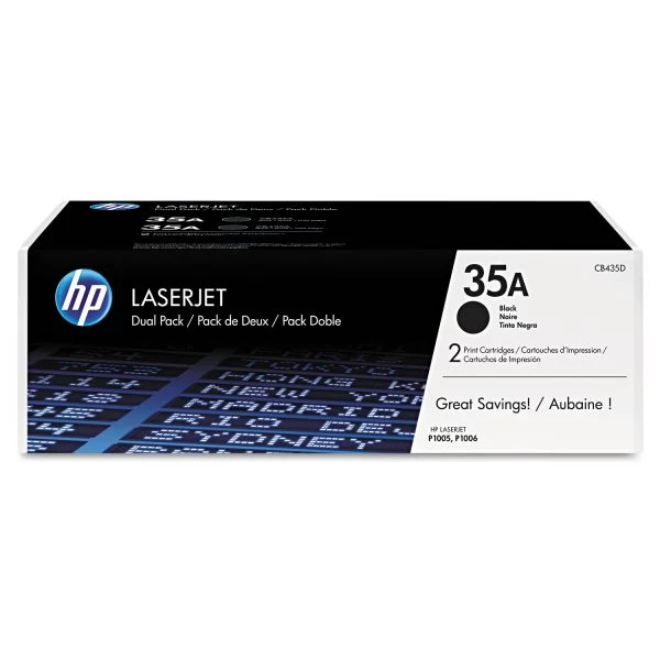 HP 35A, (CB435D) 2-Pack Black Original LaserJet Toner Cartridges 3 HP 35A, (CB435D) 2-Pack Black Original LaserJet Toner Cartridges