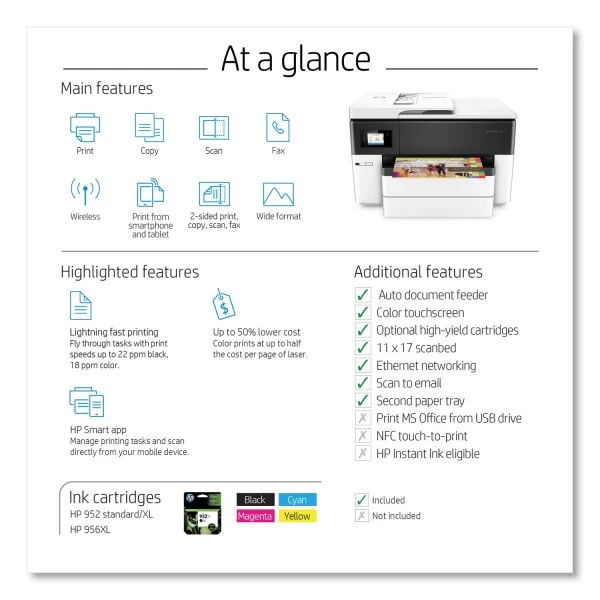 HP OfficeJet Pro 7740 All-in-One Printer, Copy/Fax/Print/Scan 9 HP OfficeJet Pro 7740 All-in-One Printer, Copy/Fax/Print/Scan - Image 7