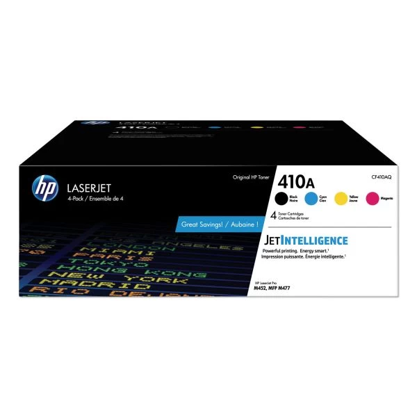 HP 410A, (CF410A-Q) 4-Pack Black/Cyan/Magenta/Yellow Original LaserJet Toner Cartridges 3 HP 410A, (CF410A-Q) 4-Pack Black/Cyan/Magenta/Yellow Original LaserJet Toner Cartridges