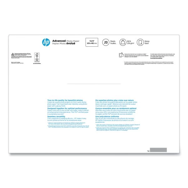 HP Advanced Photo Paper, 10.5 Mil, 13 X 19, Glossy White, 20/Pack 5 HP Advanced Photo Paper, 10.5 Mil, 13 X 19, Glossy White, 20/Pack - Image 3