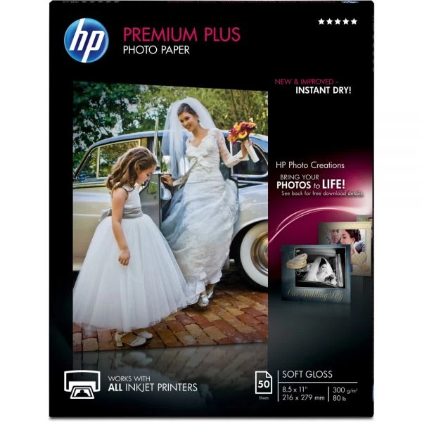 HP Premium Plus Photo Paper, 11.5 Mil, 8.5 X 11, Soft-Gloss White, 50/Pack 4 HP Premium Plus Photo Paper, 11.5 Mil, 8.5 X 11, Soft-Gloss White, 50/Pack - Image 2