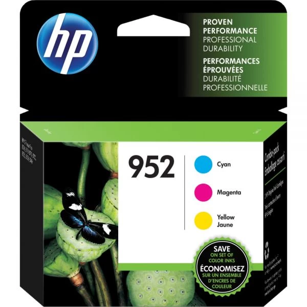 HP 952 Cyan, Magenta, Yellow Ink Cartridges, Pack Of 3, N9K27AN 3 HP 952 Cyan, Magenta, Yellow Ink Cartridges, Pack Of 3, N9K27AN