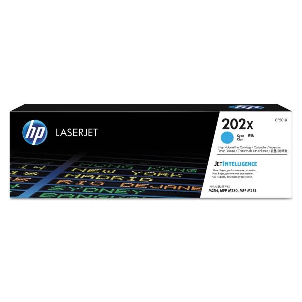 HP 202X, (CF501X) High-Yield Cyan Original LaserJet Toner Cartridge 3 HP 202X, (CF501X) High-Yield Cyan Original LaserJet Toner Cartridge