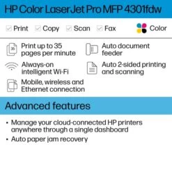 HP LaserJet Pro MFP 4301fdw Wireless All-In-One Laser Color Printer (4RA82F) -HP Treasure Shop febc3382eff901f9d654afaf68137b59d4
