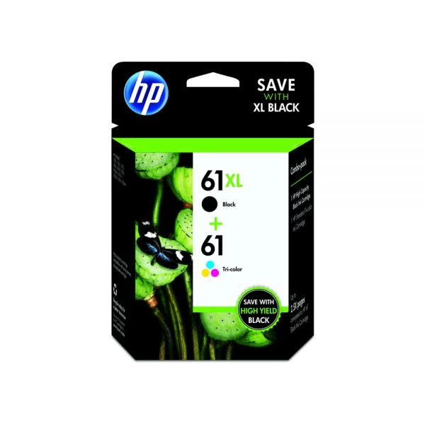 HP 61XL/61 High-Yield Black And Tri-Color Ink Cartridges, Pack Of 2, CZ138FN 3 HP 61XL/61 High-Yield Black And Tri-Color Ink Cartridges, Pack Of 2, CZ138FN